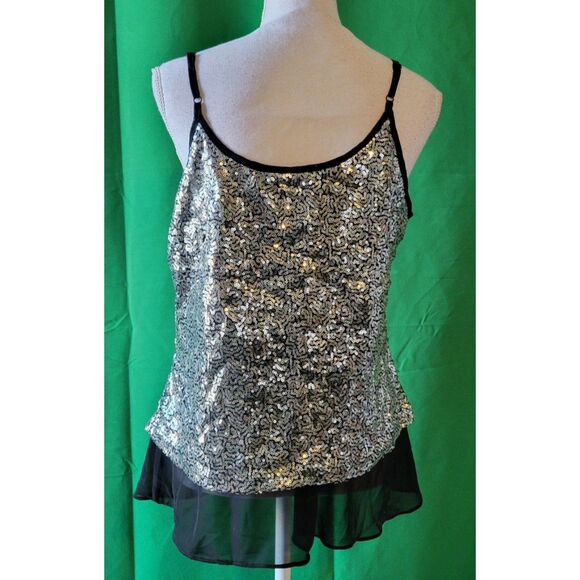 Sequin Scoop Neck Tank Top Camisole Sz L - Picture 3 of 5